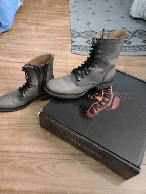 freebird Men's Brown Lace-Up Leather Combat Boots
